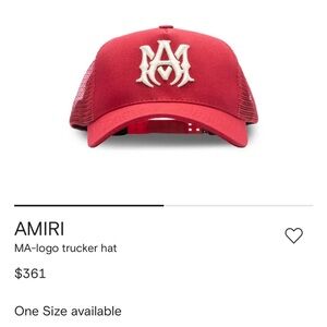 AMIRI Red Mesh Back Trucker Cap with Black Leather Logo